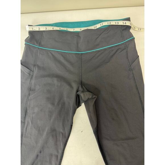 Lululemon Tight Stuff II Tights Full-On Luxtreme Fabric Black Teal Women Size 10 - Picture 3 of 10